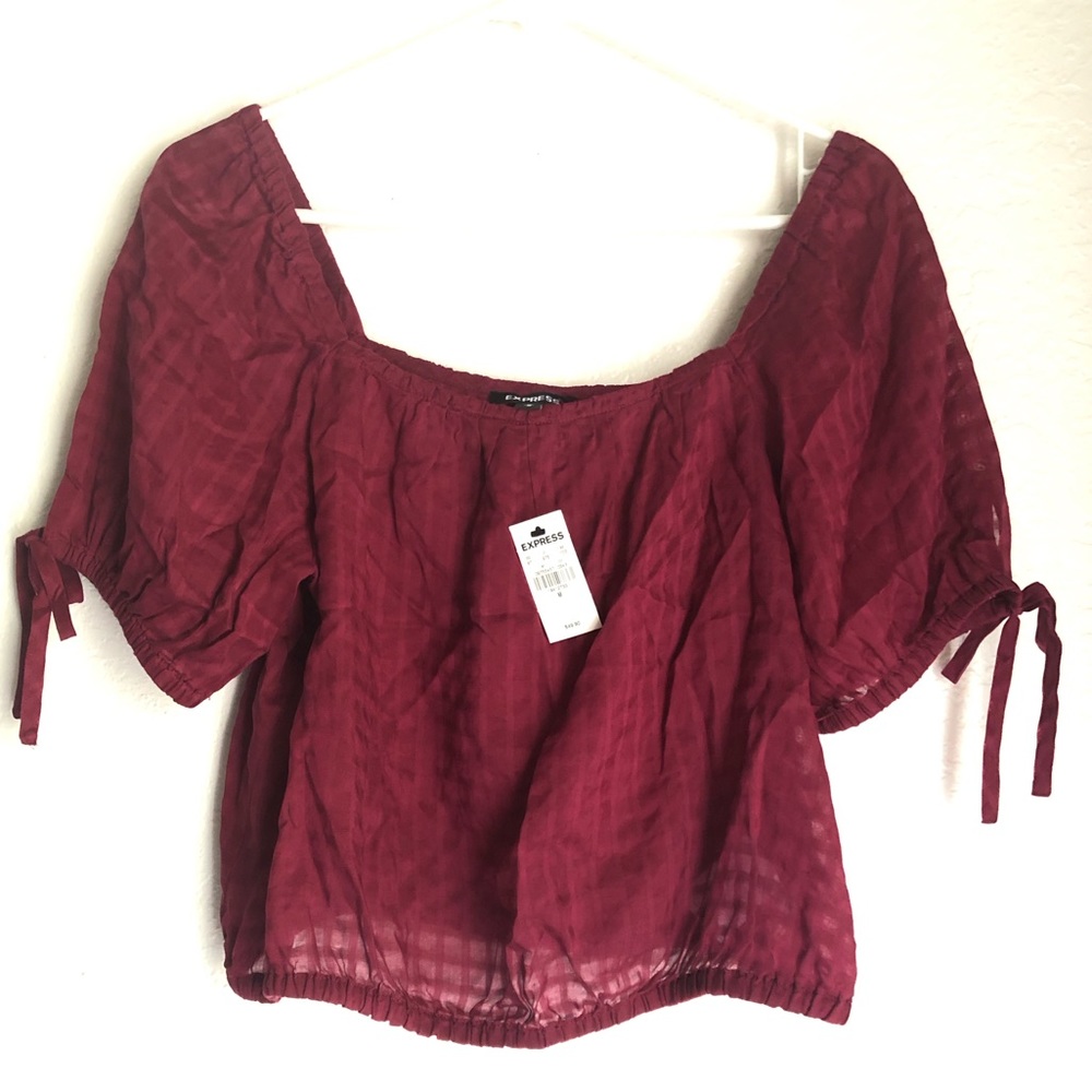 Express cropped peasant top